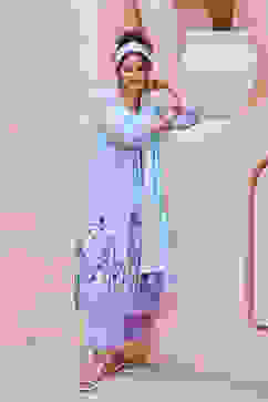 Aqua Blue Cotton Gathered Suit Set image number 7