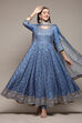 Powder Blue Jersey Anarkali Kurta Churidar Suit Set image number 0