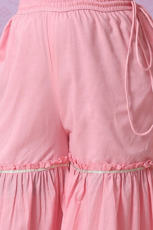 Pink Art Silk Straight Kurta Sharara Suit Set image number 2