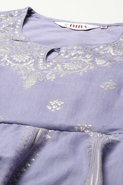 Blue Poly Cotton Anarkali Kurta Palazzo Suit Set image number 1