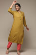 Olive Pink LIVA Straight Yarndyed Kurta image number 0