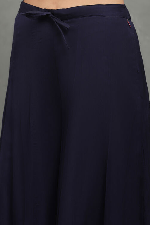 Rohit Bal Blue Silk Chanderi Floral Straight Suit Set image number 2
