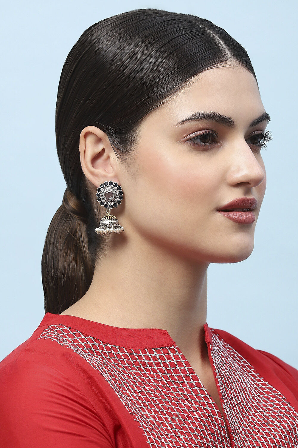 Navy Oxidised Casual Jhumka image number 1