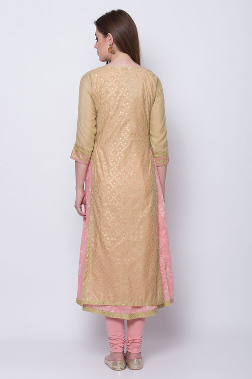 Green Art Silk Flared Printed Kurta image number 5