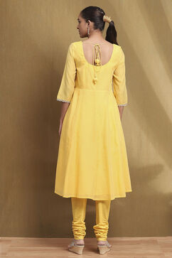 Yellow Embroidered Anarkali Suit Set image number 4