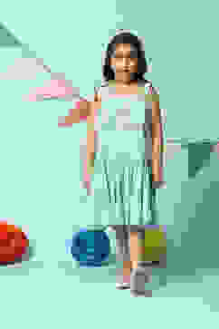 Sea Green Cotton Tiered Dress image number 5