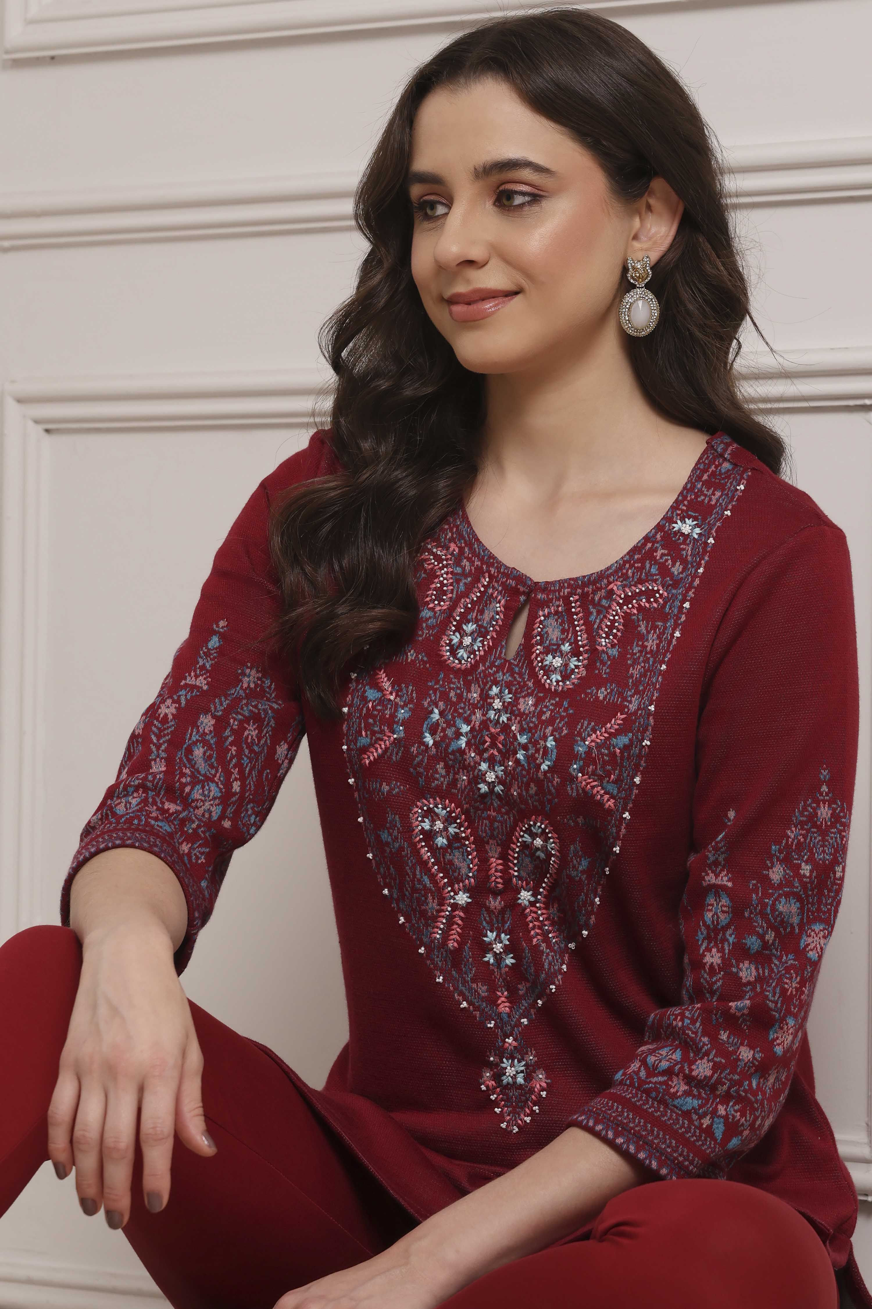 Emerald Green Cotton Blend Yarndyed Kurta image number 0