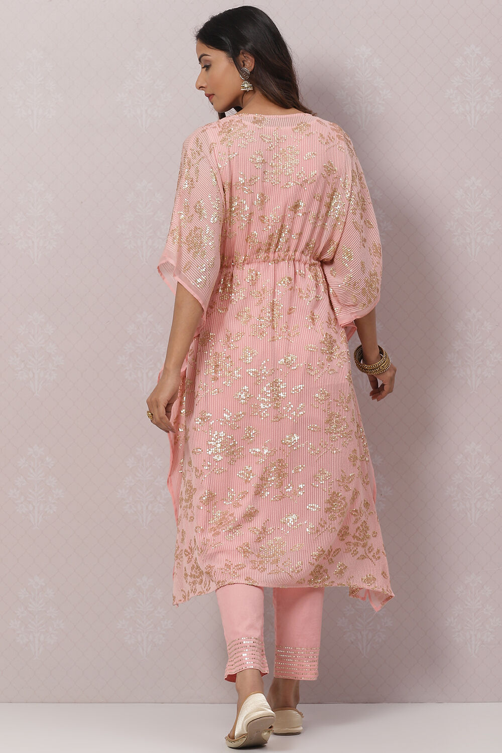 Blush Pink Poly Cotton Kaftan Set image number 4