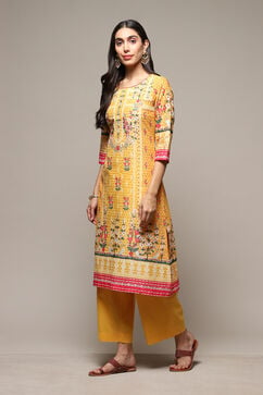Yellow Cotton Straight 2 Piece Set image number 3