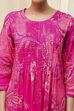 Pink Cotton Printed Pleated Kurta Set image number 1