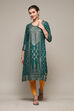 Bottle Green LIVA Straight Printed Kurta image number 5