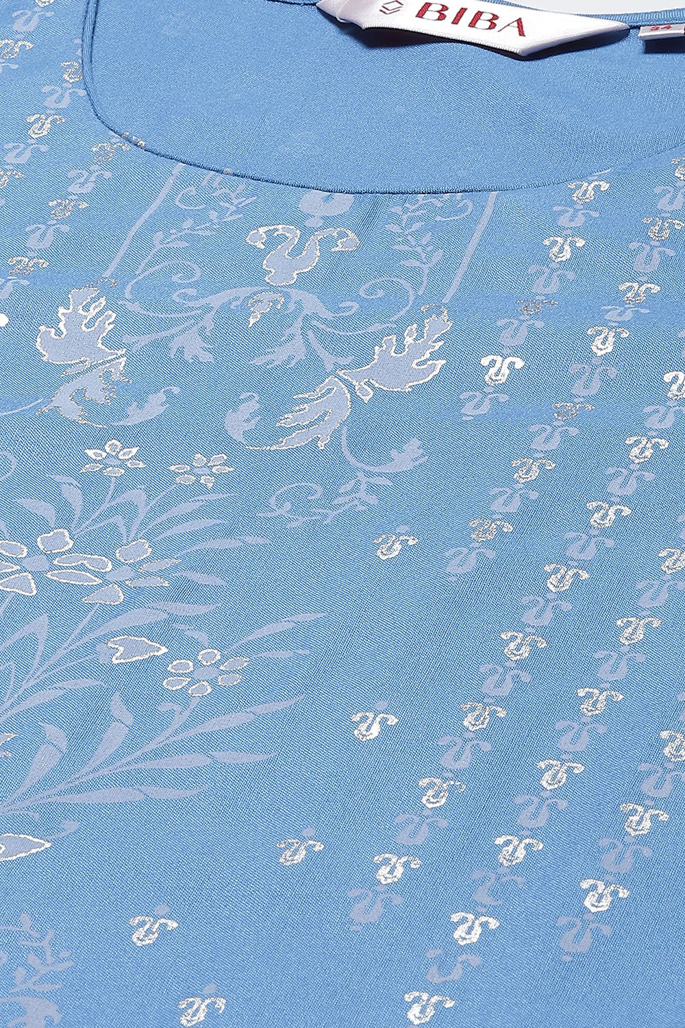 Blue LIVA Straight Kurta Palazzo Suit Set image number 1