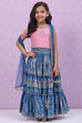 Blue Poly Cotton Lehenga Set image number 0