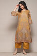 Yellow Cotton Blend Straight Yarndyed 2 Piece Set image number 0