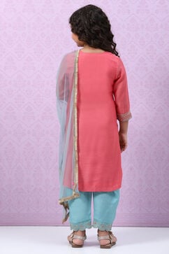 Peach Art Silk Straight Kurta Salwar Suit Set image number 4