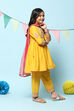Yellow Polyester Flared Solid Kurta Palazzo Suit Set image number 6