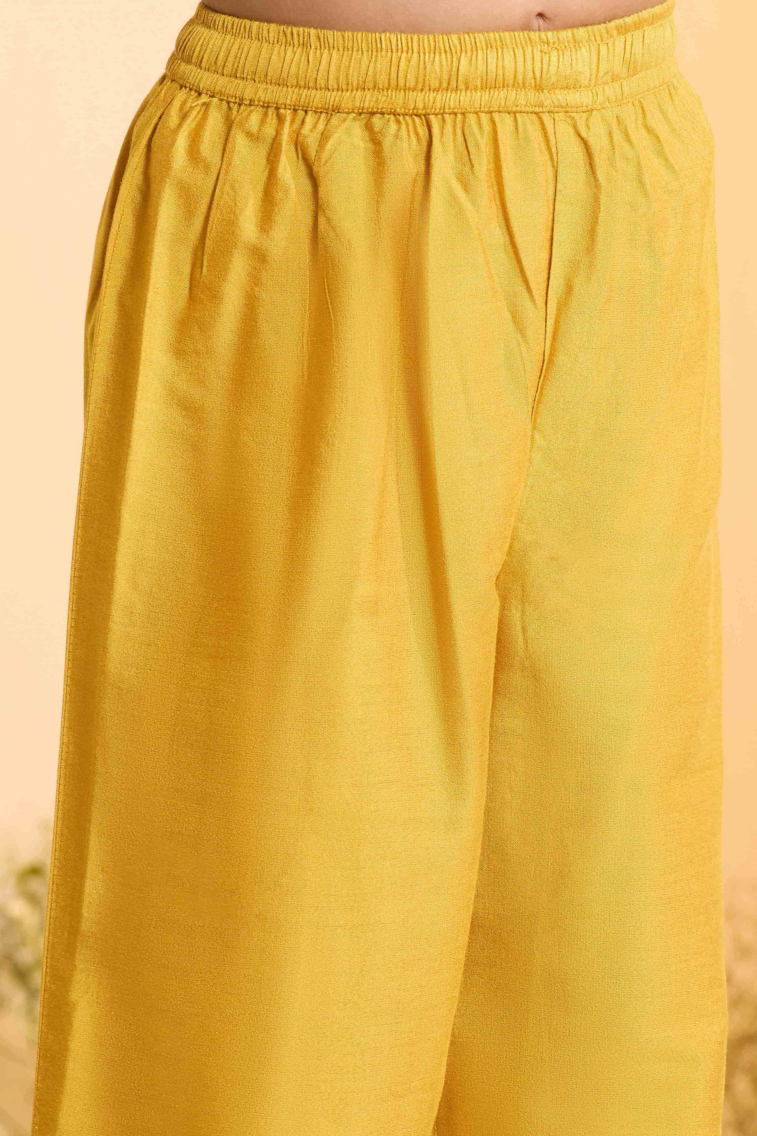 Yellow Floral Printed Straight Sharara Kurta Set image number 2