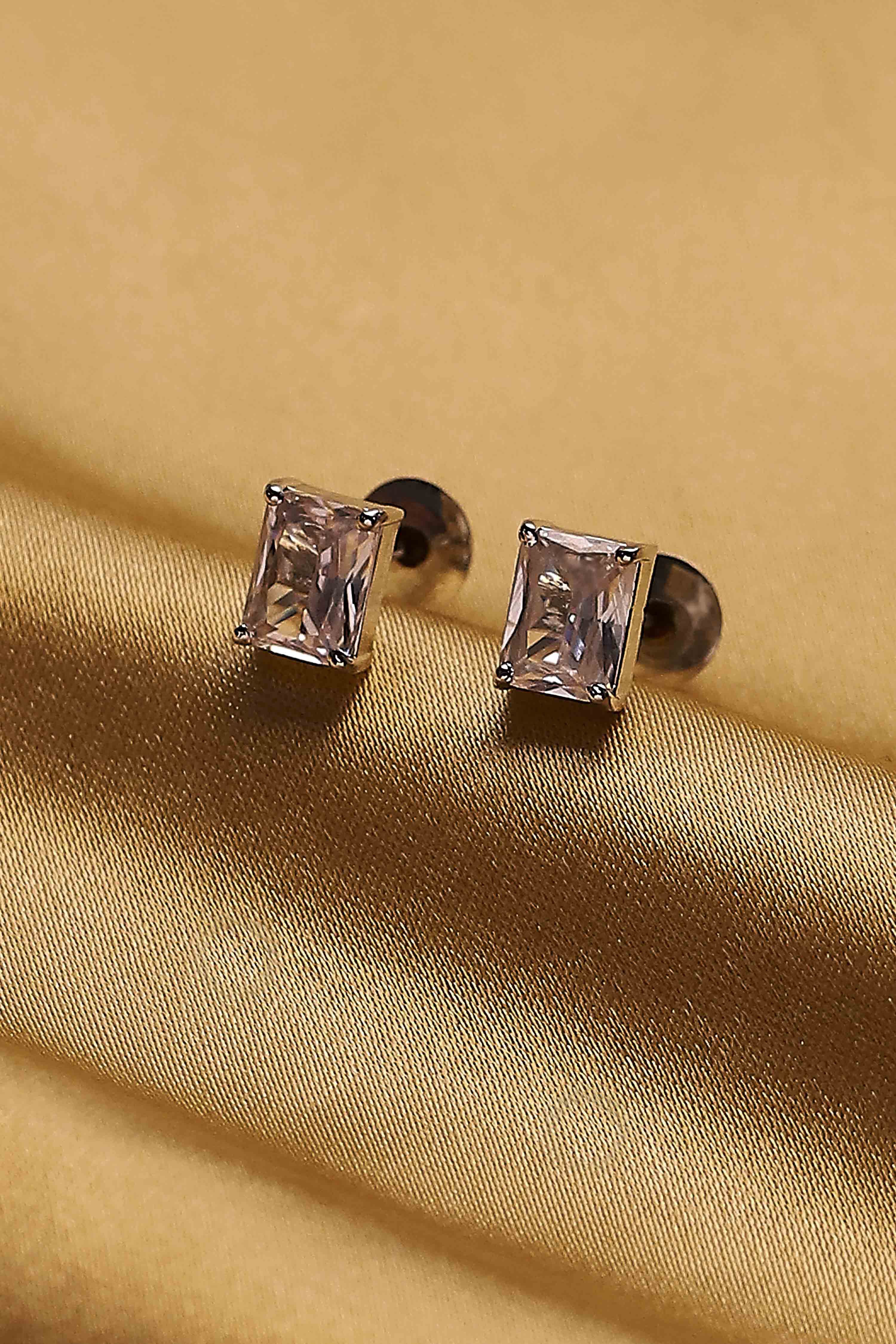 White Brass Cz Studs image number 0