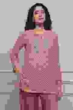 Red Art Silk Printed Straight Short Kurta image number 0