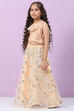 Peach Art Silk Layered Lehenga Set image number 3