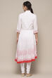 White-Red Cotton Asymmetric Suit Set With Dupatta image number 5