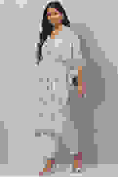 Pista Green Poly Cotton Asymmetric Set Kurta Slim Pant Suit Set image number 5