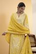 Yellow Silk Chanderi Printed Straight Kurta Set image number 1