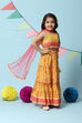 Yellow Cotton Short Top Lehenga Set image number 6