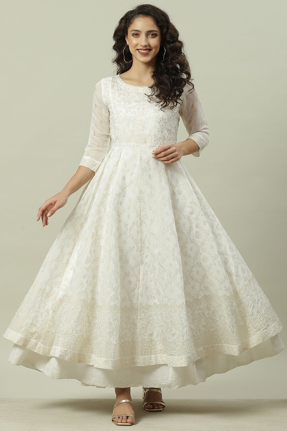 Biba white anarkali suit online