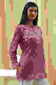 Pink Printed Straight Short Kurta image number 4