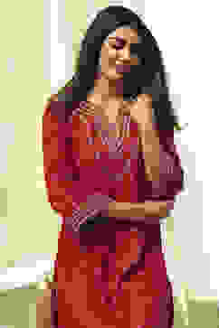 Red Printed Straight Kurta image number 1