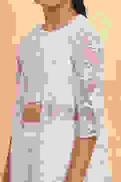 Ivory Viscose Blend Straight Kurta Set image number 1