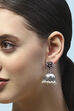 Light Pink Silver-Plated Stone Studded Floral Jhumkas image number 3