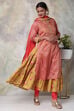 Pink Metallic Cotton Double Layered  Kurta Churidar Suit Set image number 8