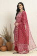 Pink Cotton Kota Floral Printed Unstitched Suit Set image number 4