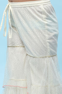 Cream Cotton Floral Embroidered Strappy Suit Set image number 2