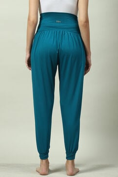 Teal Viscose Relaxed Joggers image number 4