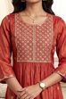 Yellow Polyester A Line Kurta image number 1
