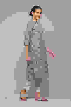 Blue Cotton Straight Printed Kurta image number 3