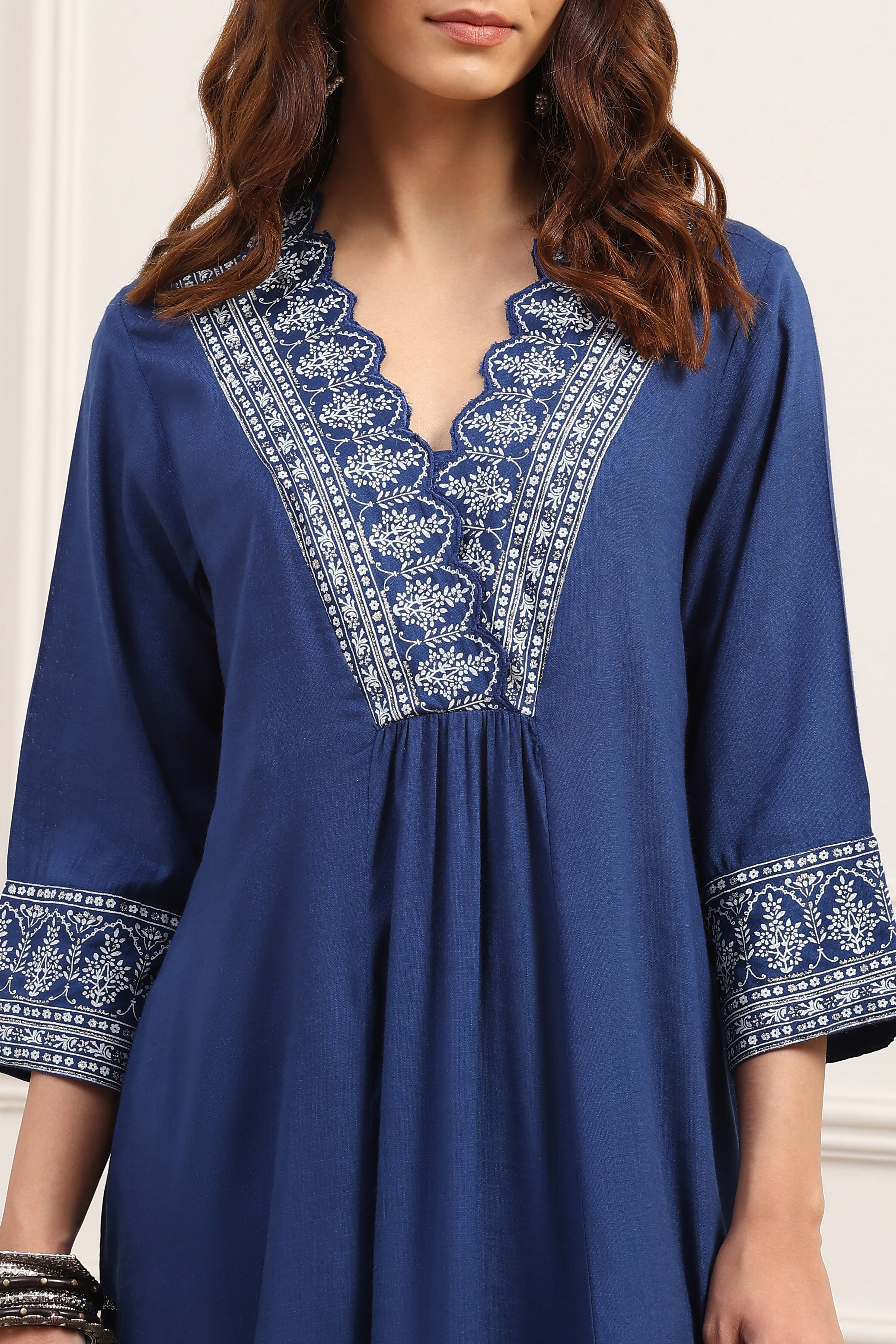 Indigo Viscose Rayon A-Line Kurta image number 1