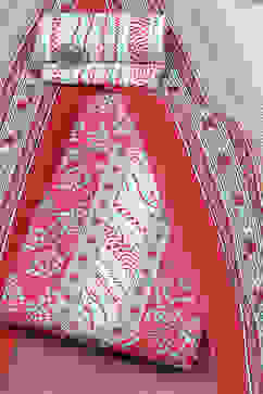 Pink Cotton Screen Print Unstitched Suit Set image number 0