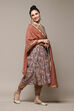 Beige Poly Cotton Layered Kurta Salwar Suit Set image number 1