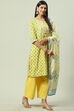 Yellow Cotton Straight Kurta Palazzo Suit Set