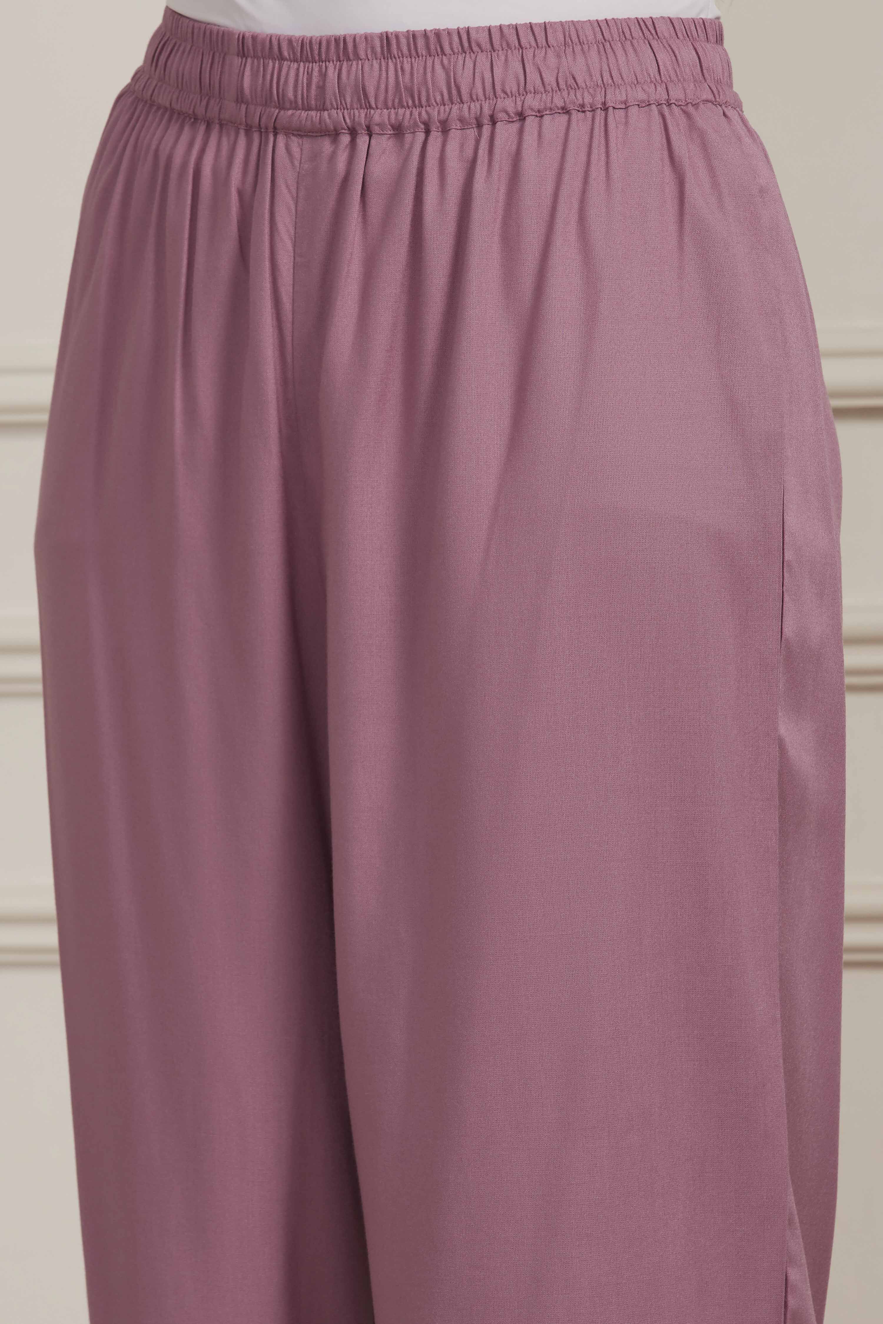 Lavender Floral Printed Straight Kurta Set image number 2