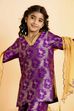 Purple Floral Printed Straight Kurta Set image number 1