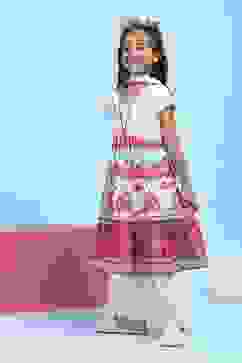 White Cotton Printed Tiered Suit Set image number 3