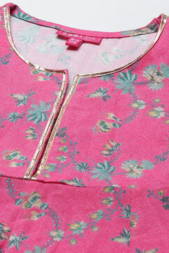 Pink Rayon Kalidar Printed Kurta Set image number 1