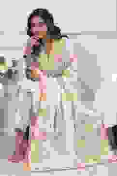 Powder Blue Cotton Printed Straight Suit Set image number 0