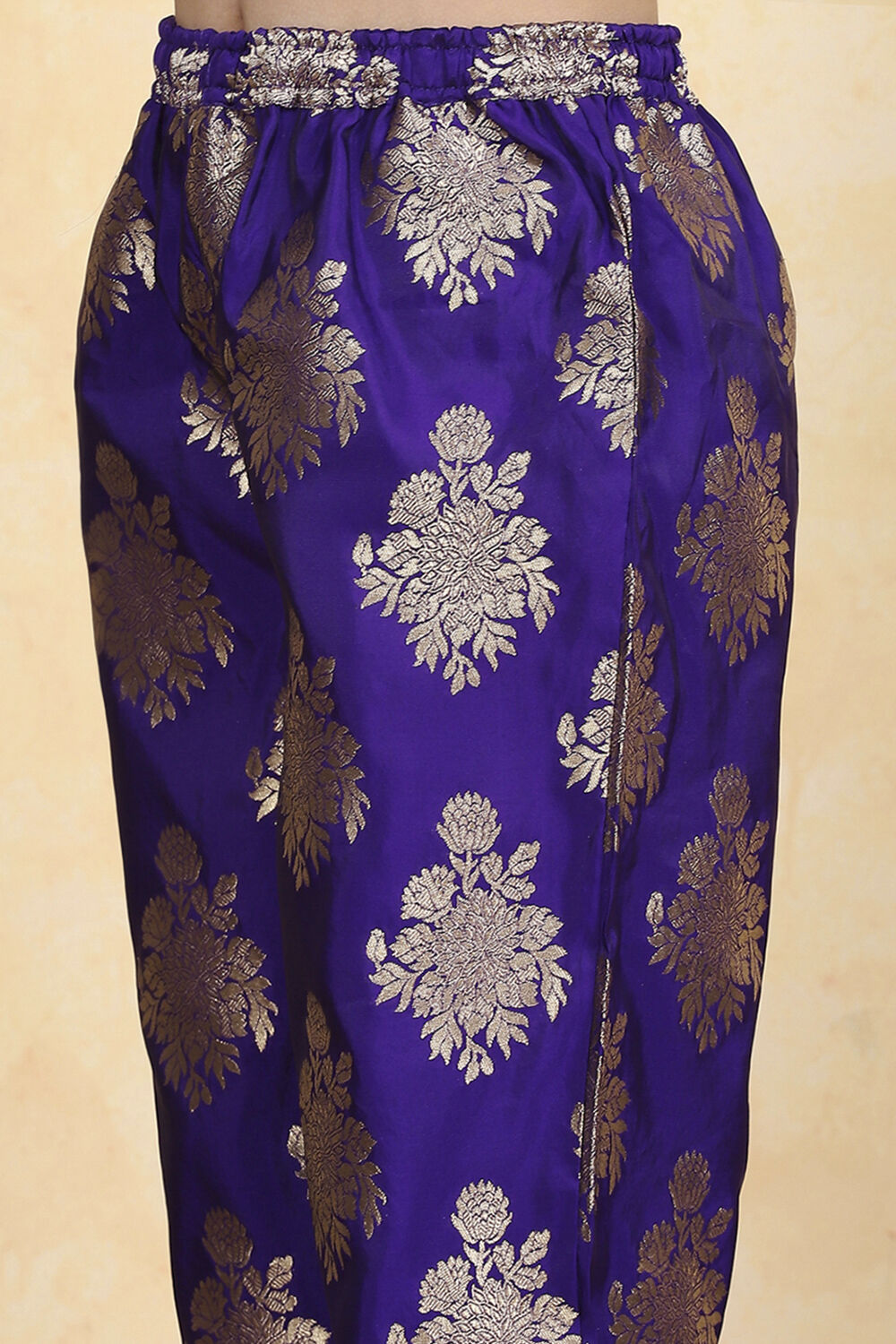 Purple Polyester Textured Flared Kurta Pants Set image number 2