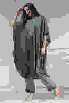 Sage Green Modal Solid Kaftan Fusion Kurta Set image number 3